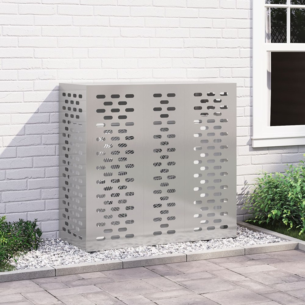 vidaXL Luftkonditioneringsskydd 110x50x105 cm rostfritt stål