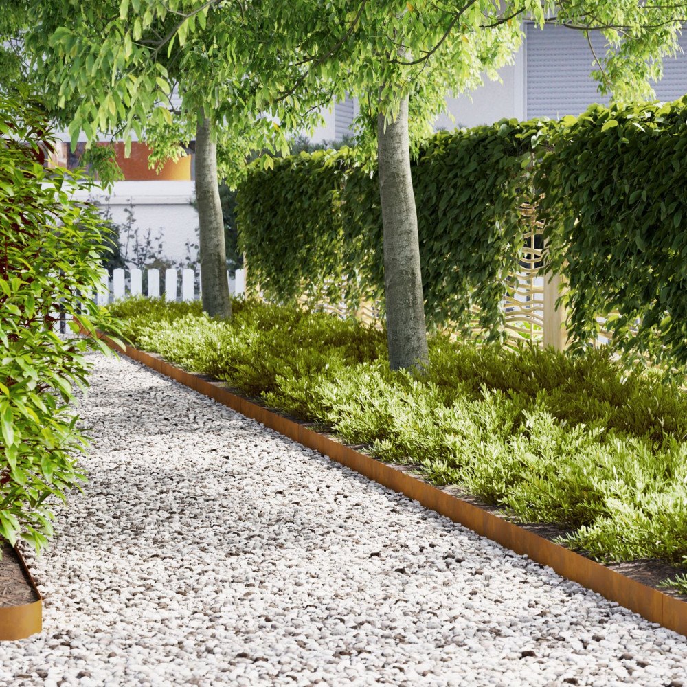 vidaXL Kant för gräsmatta 10 st 100 x 0,05 x 15 cm Väderbeständig stål