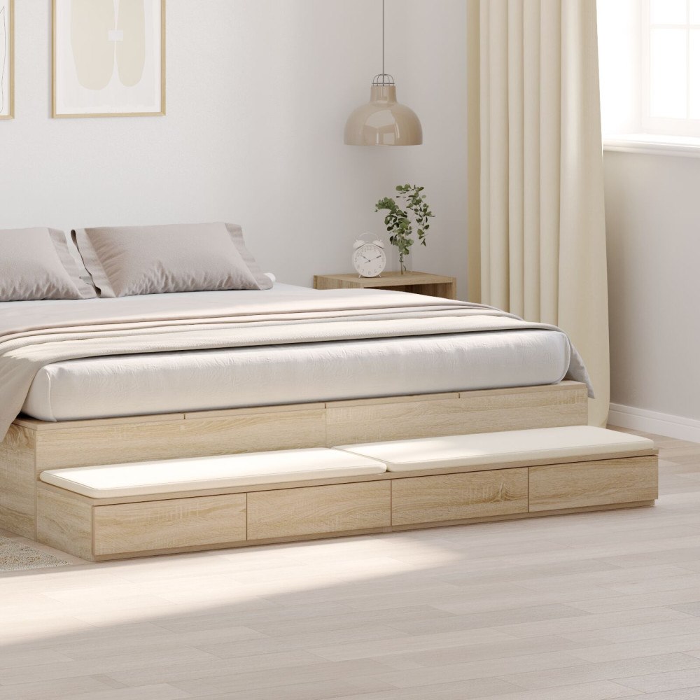 vidaXL Sänglådor Sonoma Ek 200x36,5x16,5 cm Konstruerat trä
