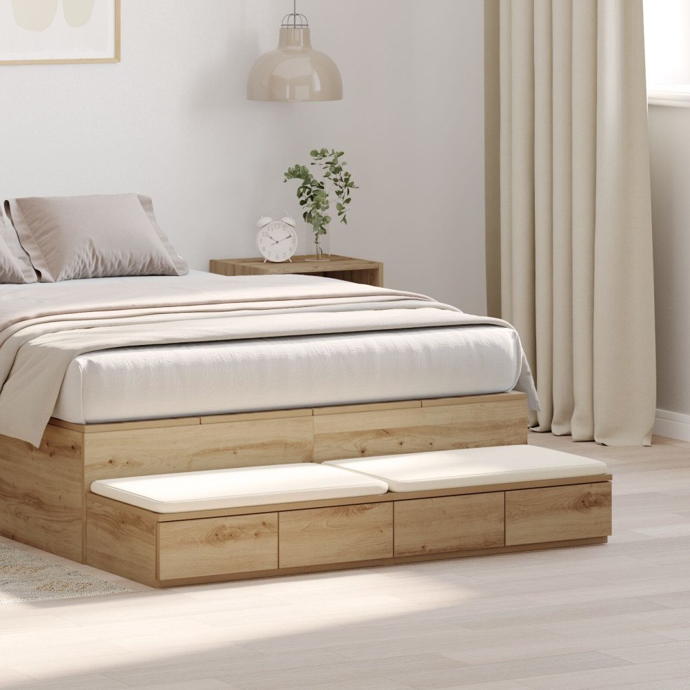 vidaXL Sänglådor Artisan Ek 120x36,5x16,5 cm Konstruerat trä