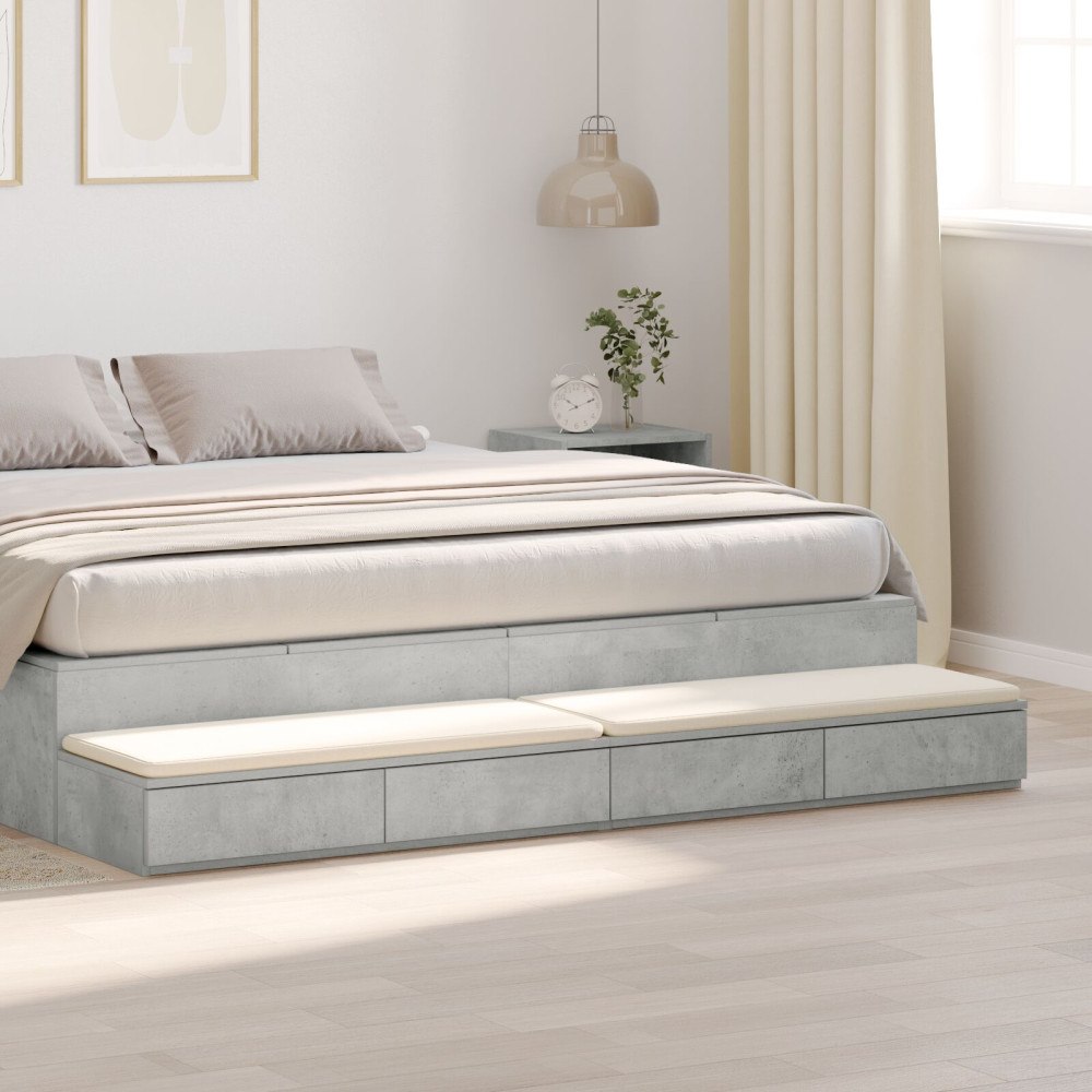 vidaXL Sänglådor Betonggrå 180x36,5x16,5 cm Konstruerat trä
