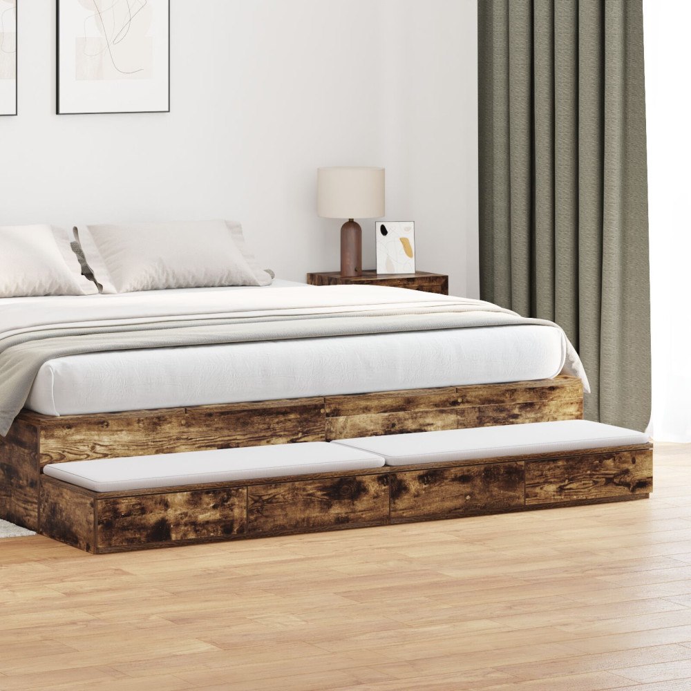 vidaXL Sänglådor i Rökt Ek 180x36,5x16,5 cm Av Trä