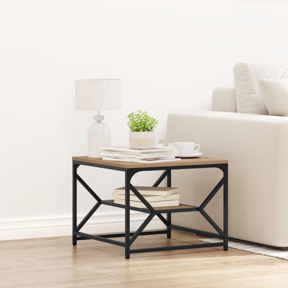 vidaXL Kaffeebord med hylla i Artisan Ek 51x50x40 cm, gjort av konstruerat trä