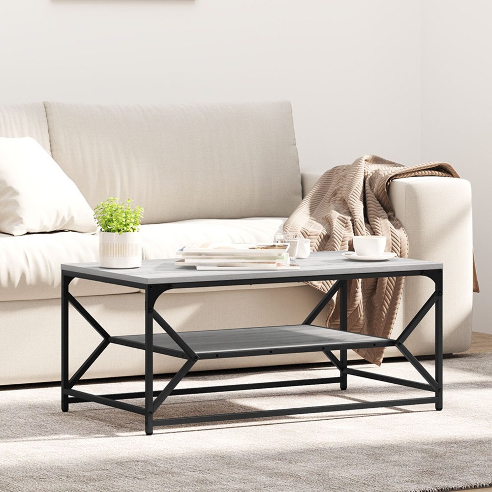 vidaXL Kaffeebord med Hylla Grå Sonoma 90x50x40 cm Konstruerat trä