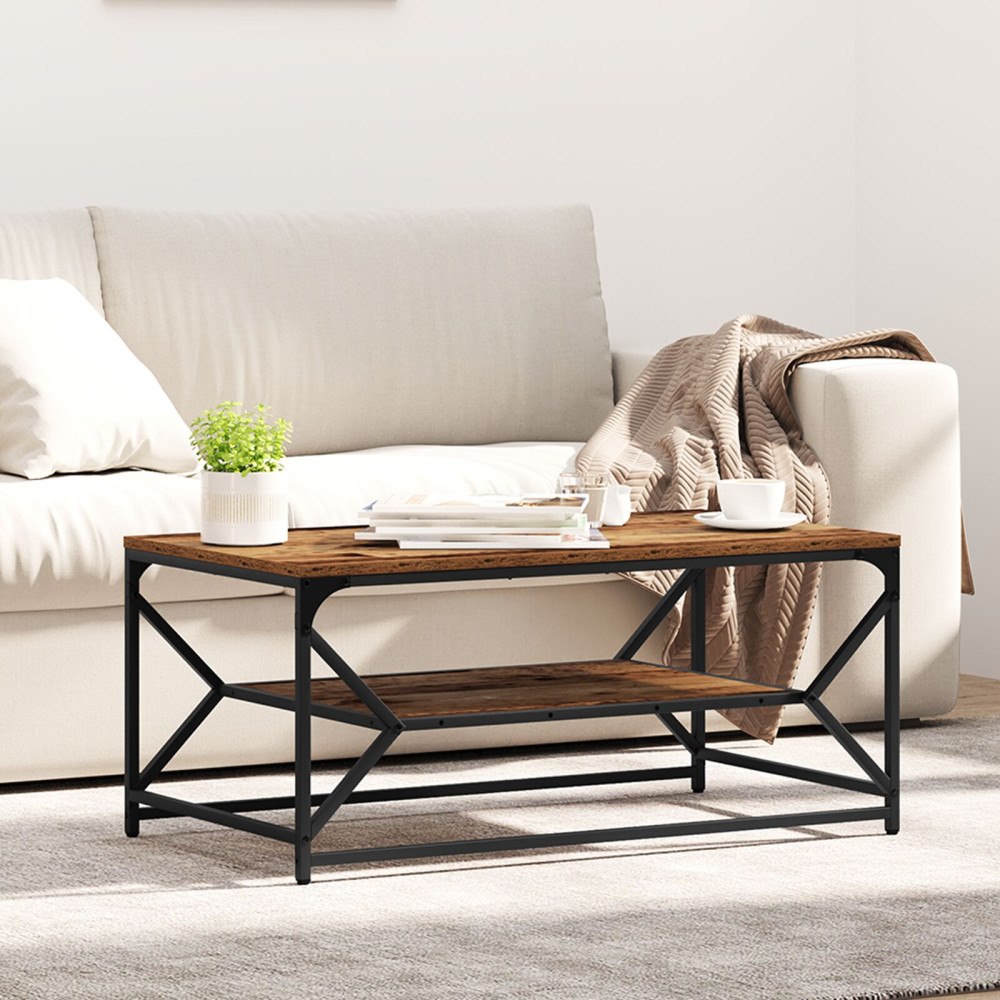vidaXL Kaffeebord med hylla i gammalt trä 90x50x40 cm - Konstruerat trä