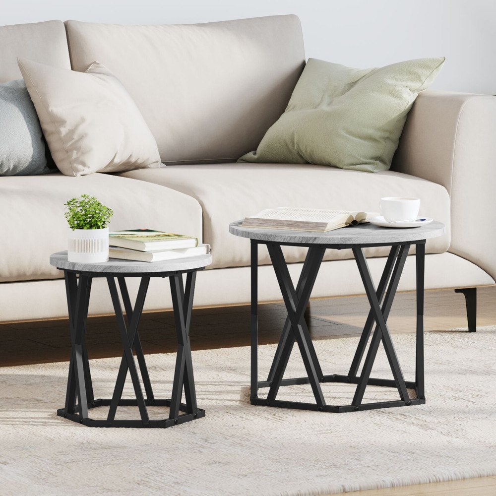 vidaXL Nesting Side Tables 2 st Grå Sonoma Konstruerat Trä