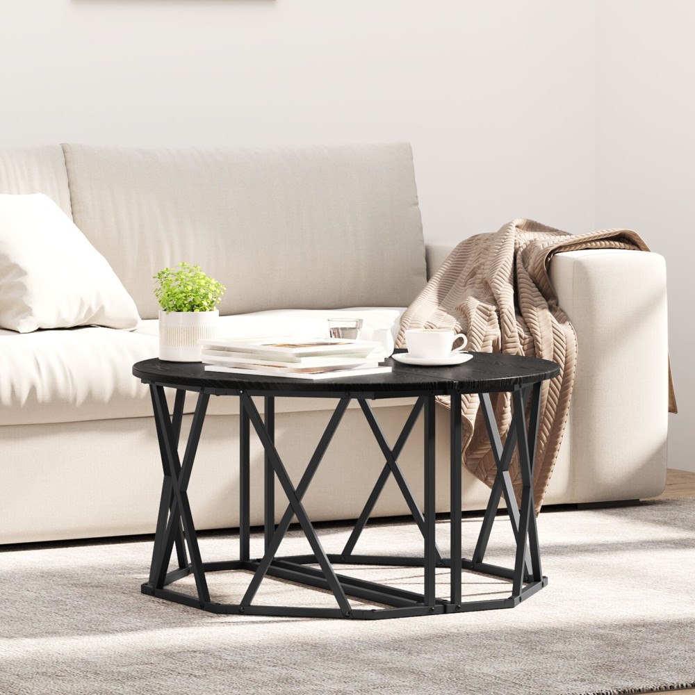 vidaXL Kaffebord Svart Ek 80x80x42 cm Tillverkat trä