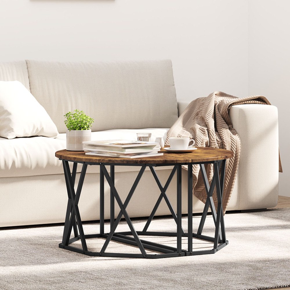 vidaXL Kaffeebord i Rökt Ek 80x80x42 cm Ingenjörsapparat