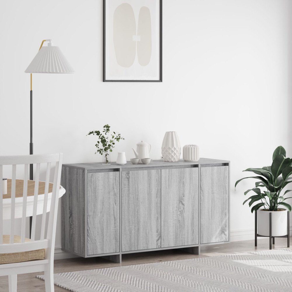 vidaXL Grått Sideboard Grå sonoma Konstruerat trä 135 x 41 x 75 cm