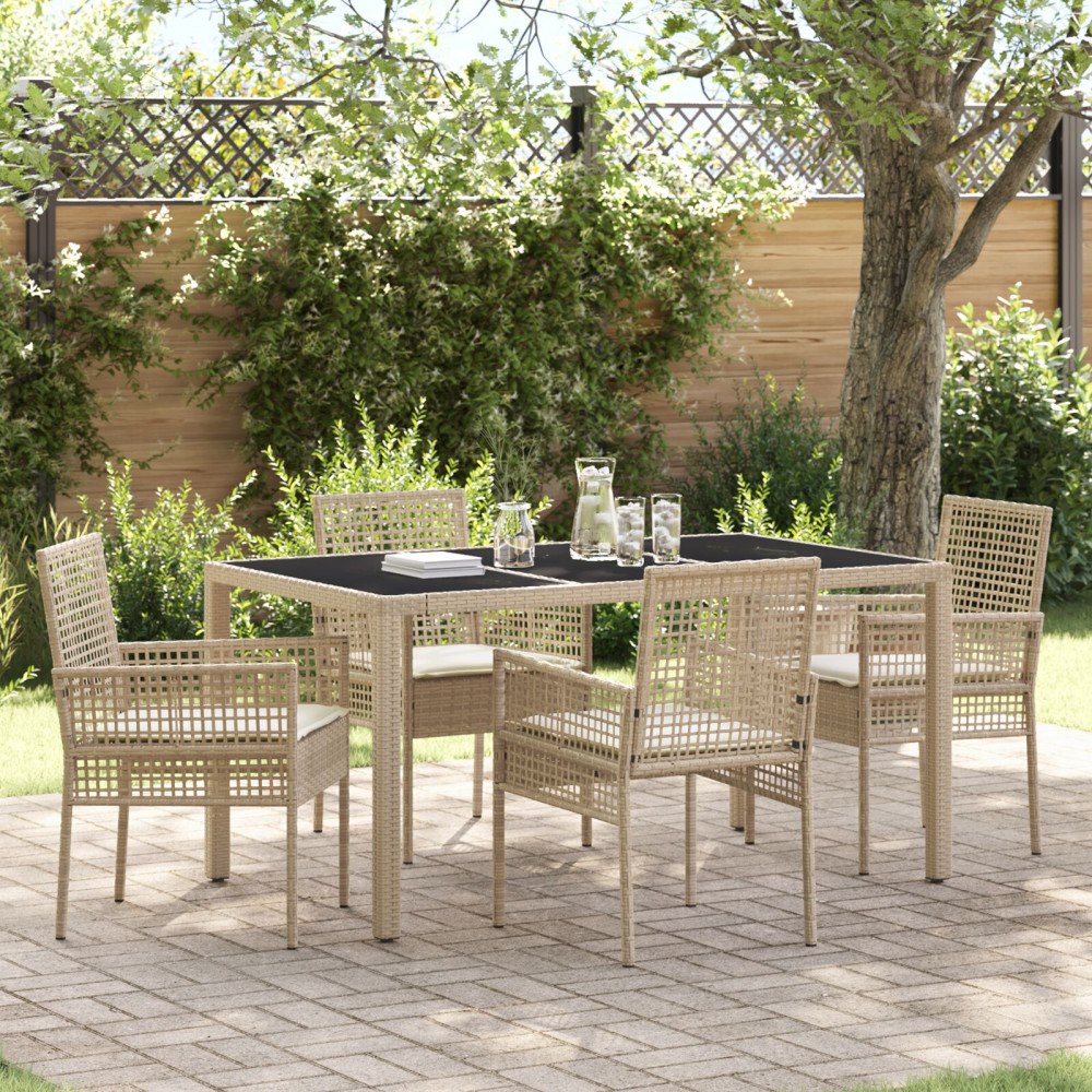 vidaXL Trädgårdsmöbelset 5 pcs Beige Poly rattan