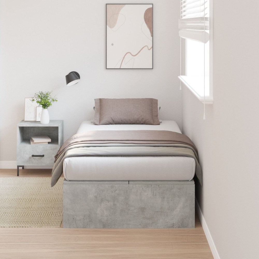 vidaXL Förvaringssängram Betonggrå 90 x 200 cm Konstruerat trä