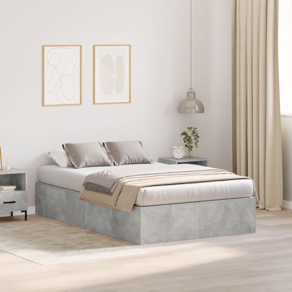 vidaXL Förvaringssängram Betonggrå 120 x 200 cm Konstruerat trä