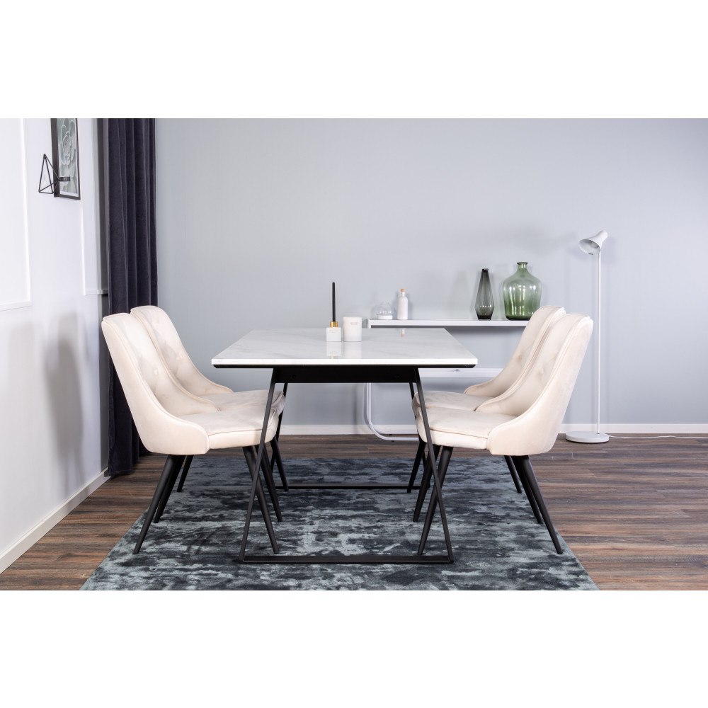 Venture Home Matgrupp Estelle med 4st matstolar Velvet Deluxe