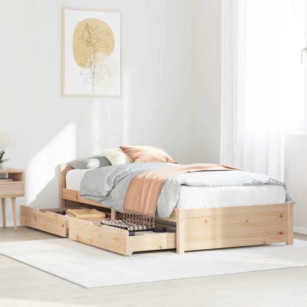 vidaXL Sängram utan madrass 100x200 cm massiv furu