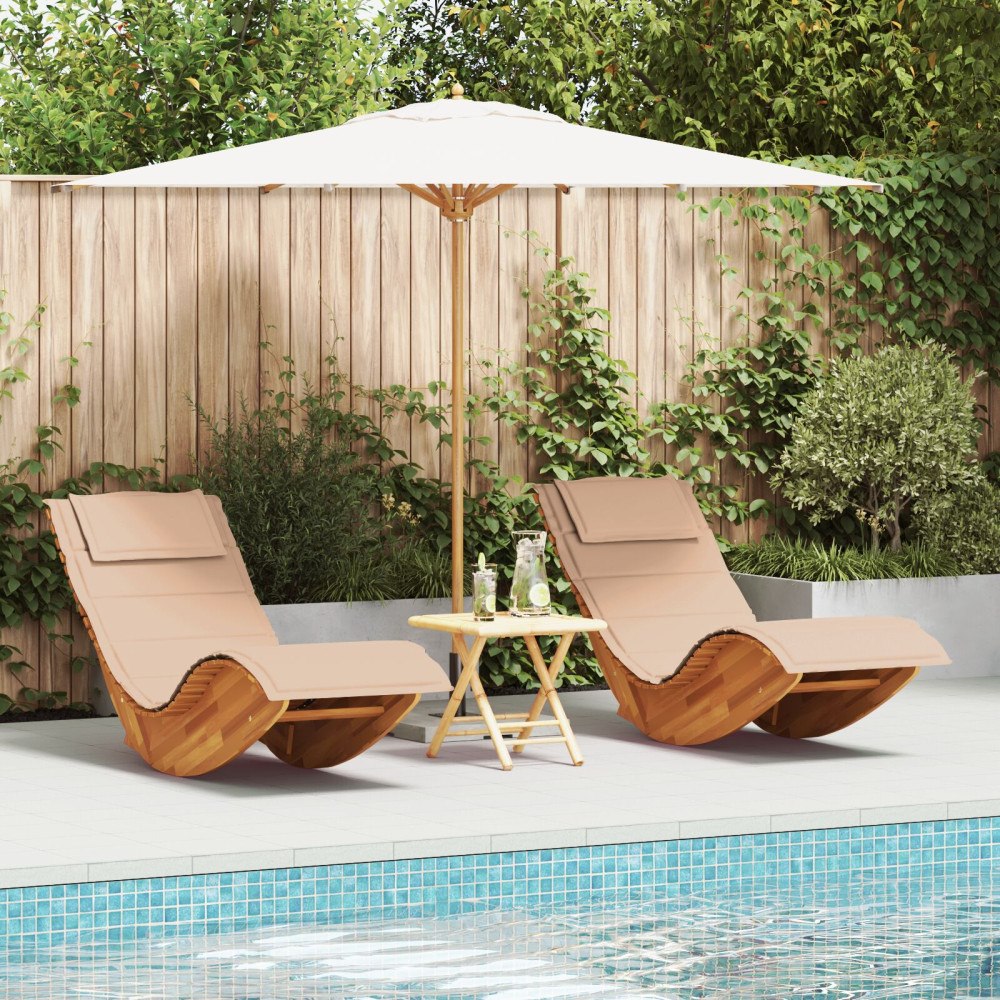 vidaXL Solstol med kudde 2 pcs Brun 60 x 154 x 74cm Massivt akaciaträ