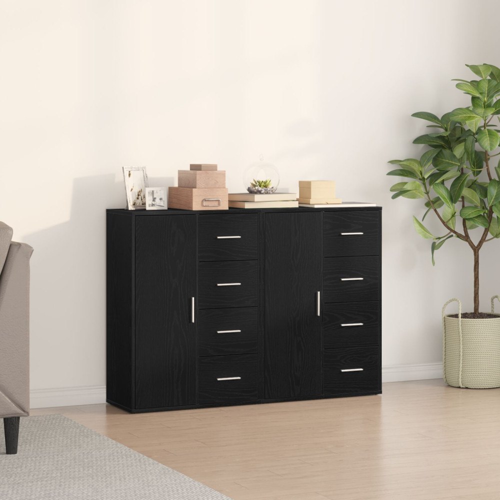 vidaXL Sideboards 2 st Svart Ek 60x31x84 cm Konstruerat Trä