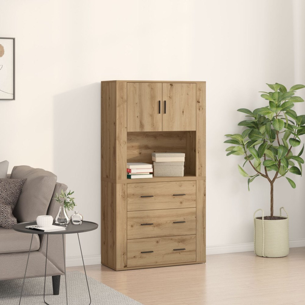 vidaXL Högskåp Hantverksmässig Ek 80x33x150 cm konstruerat trä