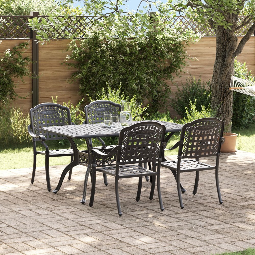 vidaXL Trädgårdsmöbelset 5 pcs Svart Aluminium