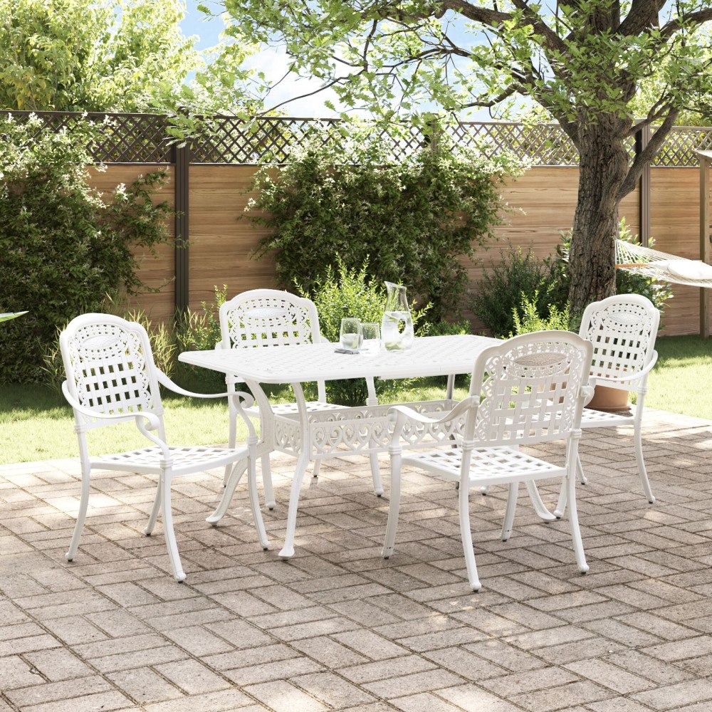 vidaXL Trädgårdsmöbelset 5 pcs Vit Aluminium