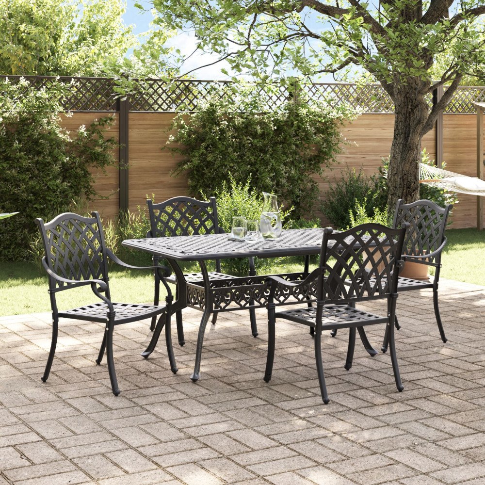 vidaXL Trädgårdsmöbelset 5 pcs Svart Aluminium