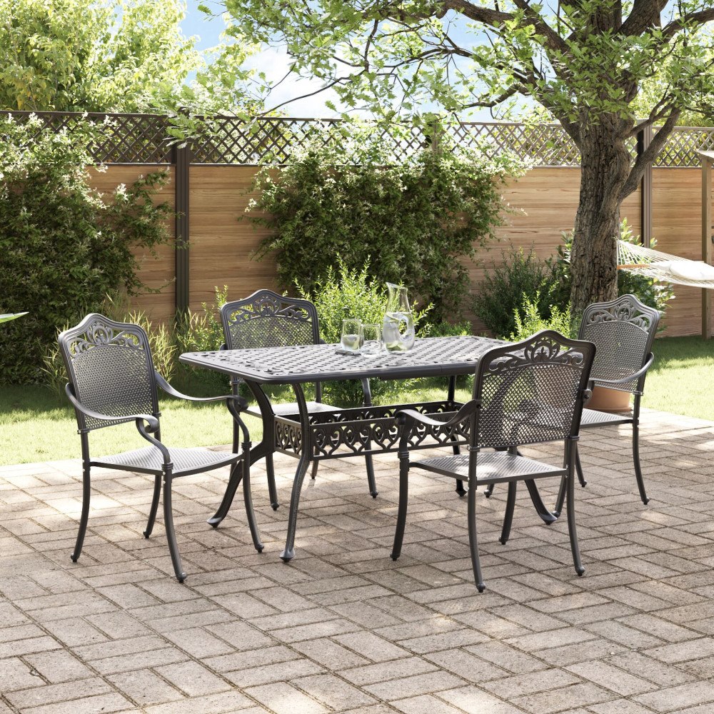 vidaXL Trädgårdsmöbelset 5 pcs Svart Aluminium