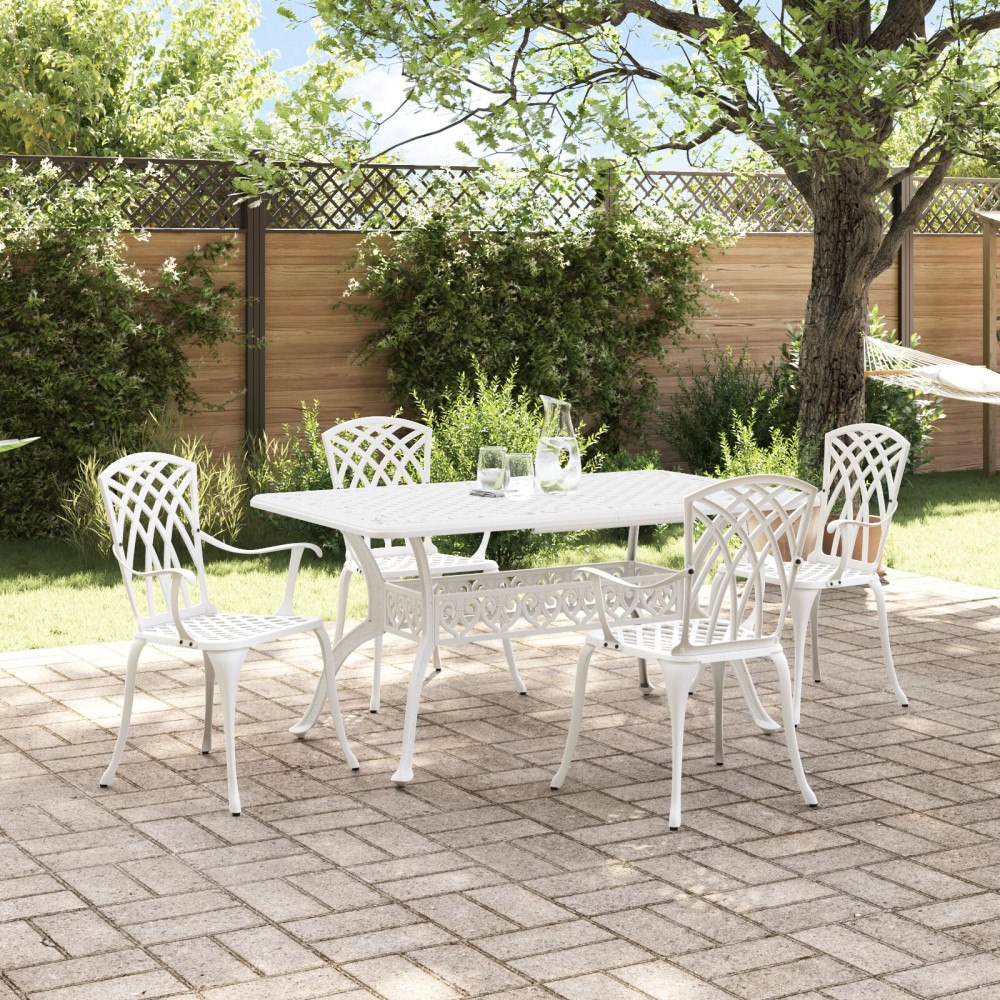 vidaXL Trädgårdsmöbelset 5 pcs Vit Aluminium