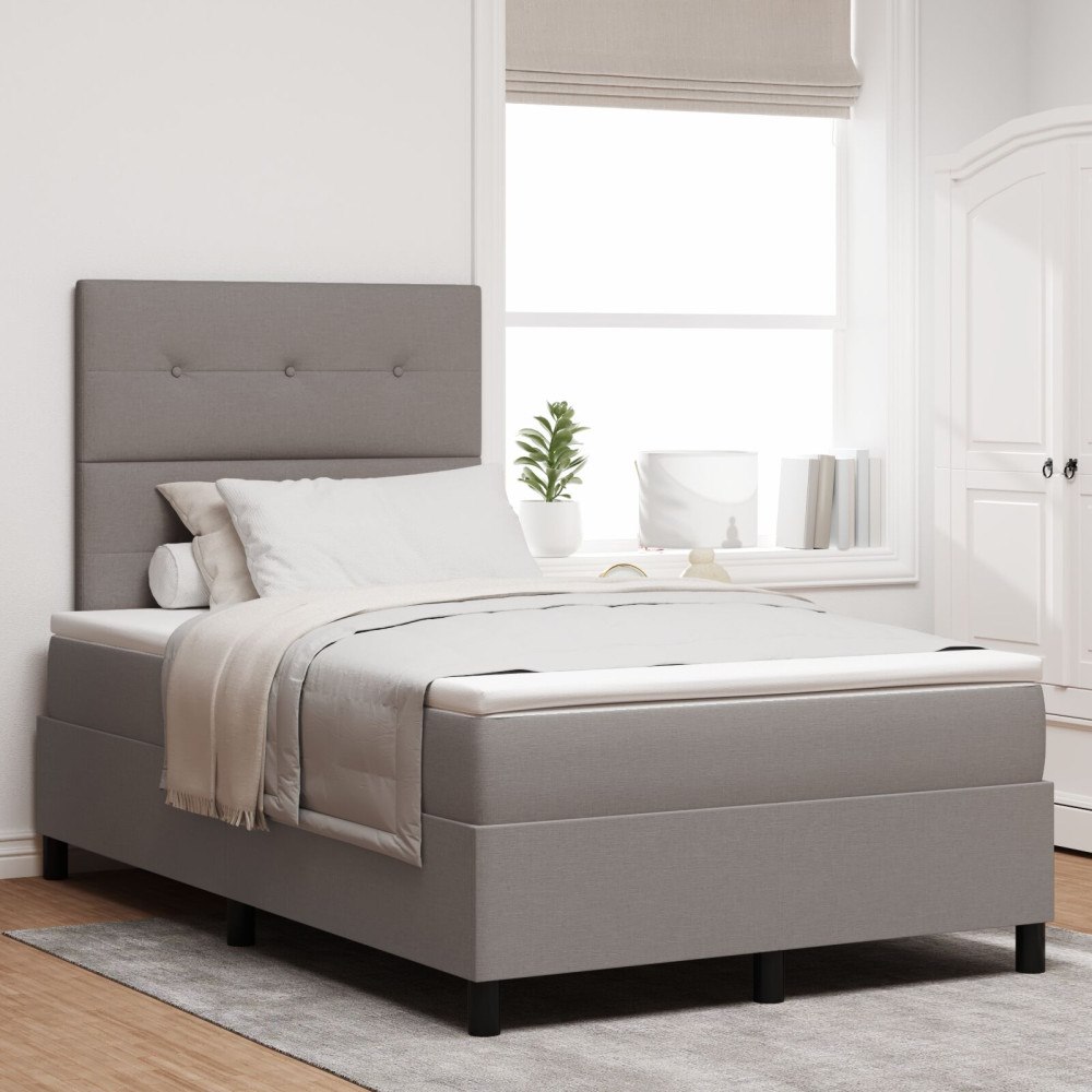 vidaXL Bäddfjäder med LED-ljusslingor Taupe 120 x 200 cm tyg