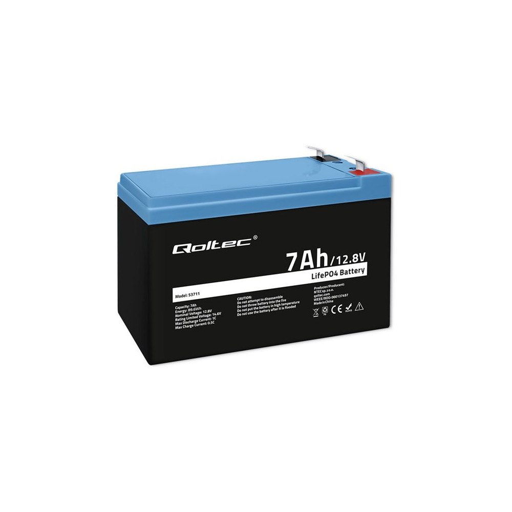 Qoltec Qoltec - UPS-batteri - 12.8V, BMS, LiFePO4 - LiFePO4 - 7 Ah - 89.6 Wh