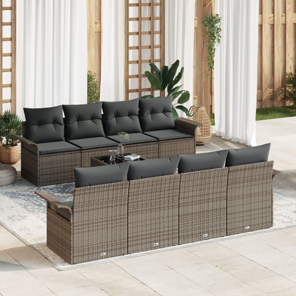 vidaXL Trädgårdsoffset 9 st Grå konstrotting