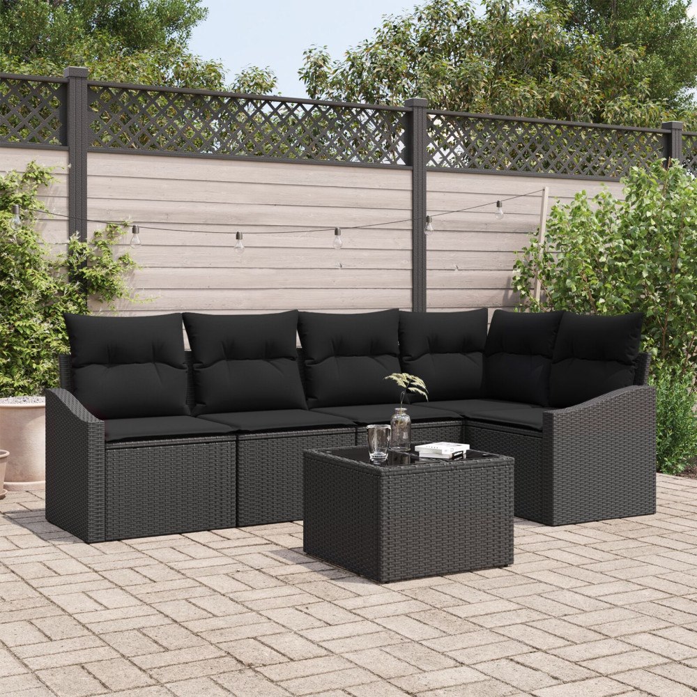 vidaXL Soffset 6 st Svart konstrotting