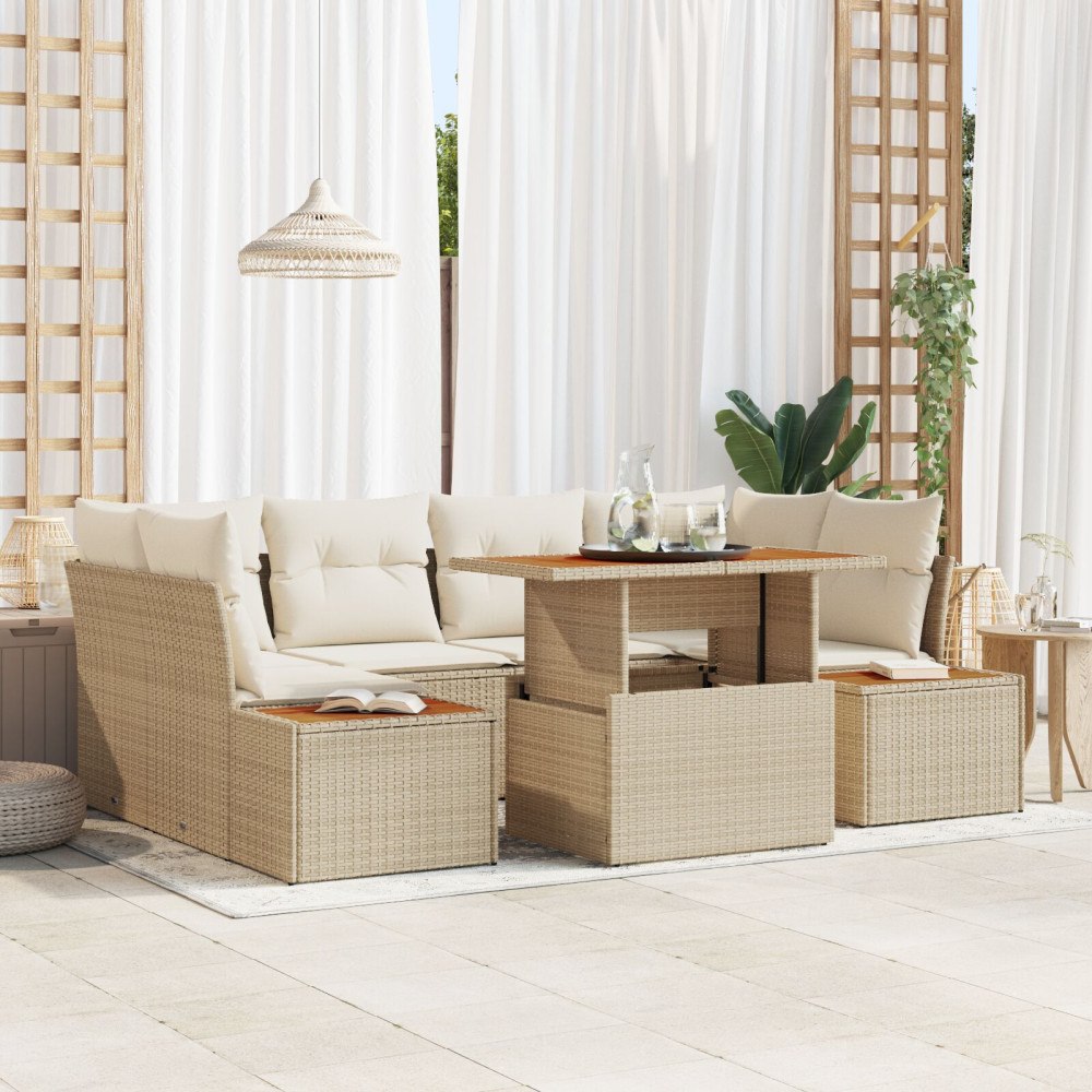 vidaXL Trädgårdsoffset 9 st Beige och gräddfärgad