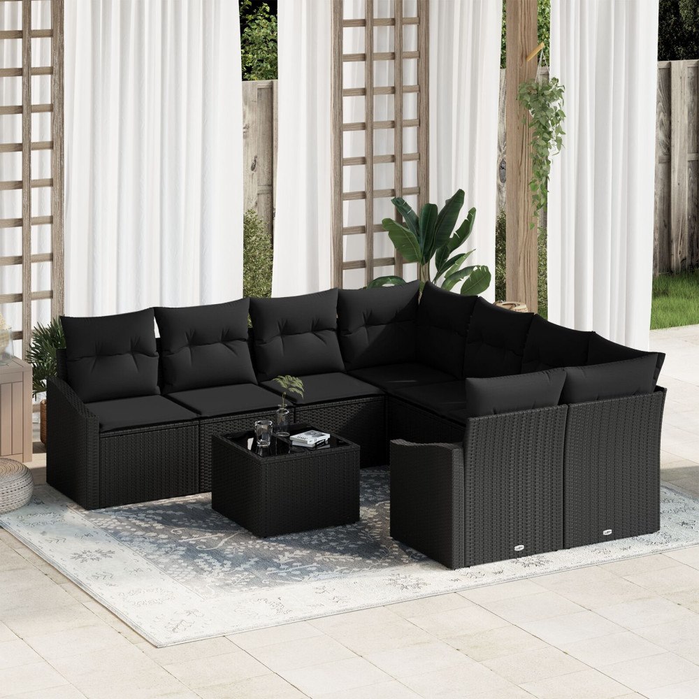 vidaXL Soffset 9 st Svart konstrotting