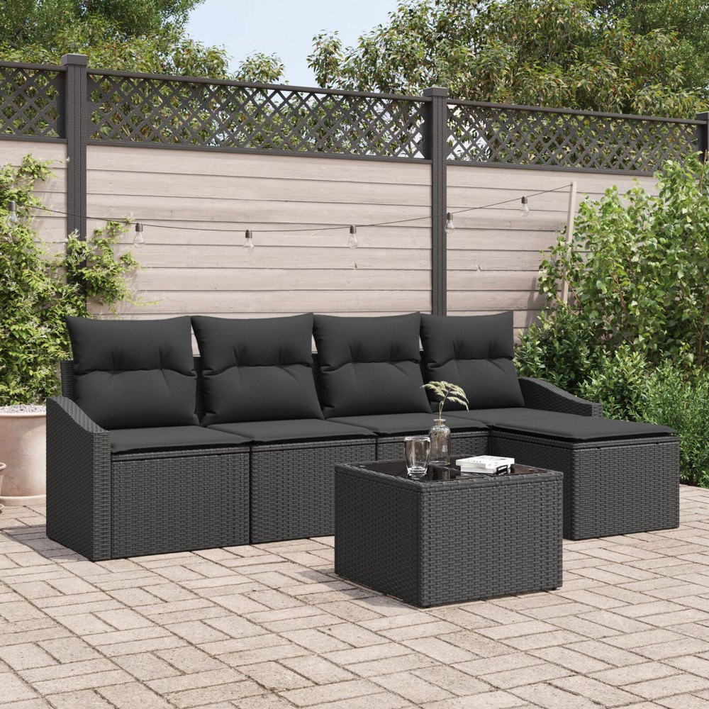 vidaXL Soffset 6 st Svart konstrotting