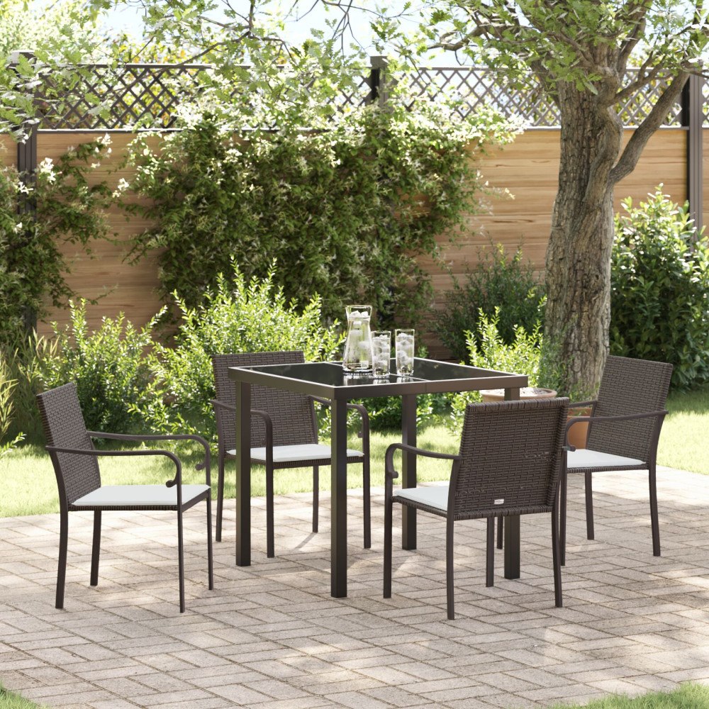 vidaXL Trädgårdsmöbelset 5 pcs Brun Poly rattan