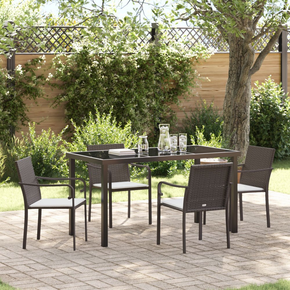 vidaXL Trädgårdsmöbelset 5 pcs Brun Poly rattan