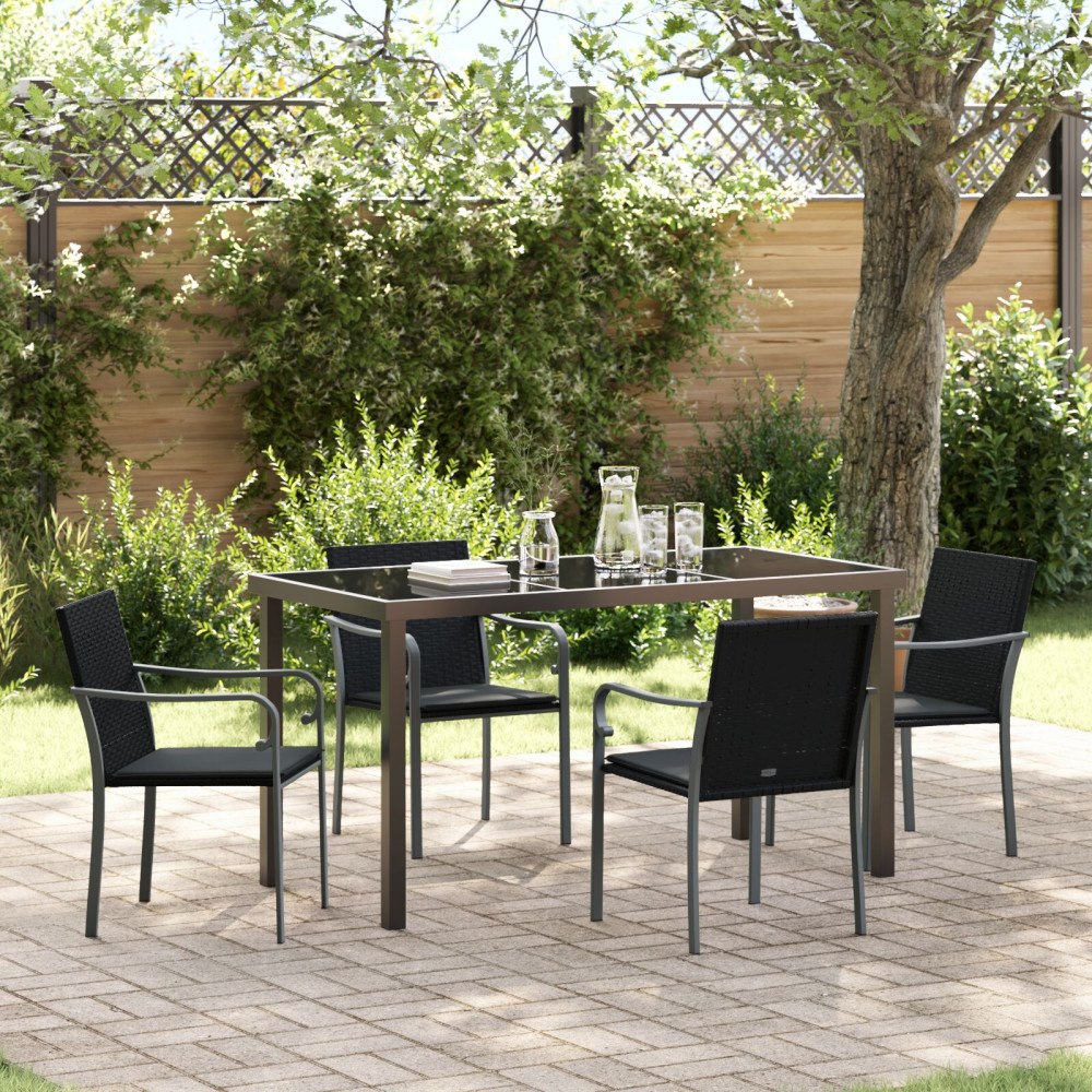 vidaXL Trädgårdsmöbelset 5 pcs Svart Poly rattan