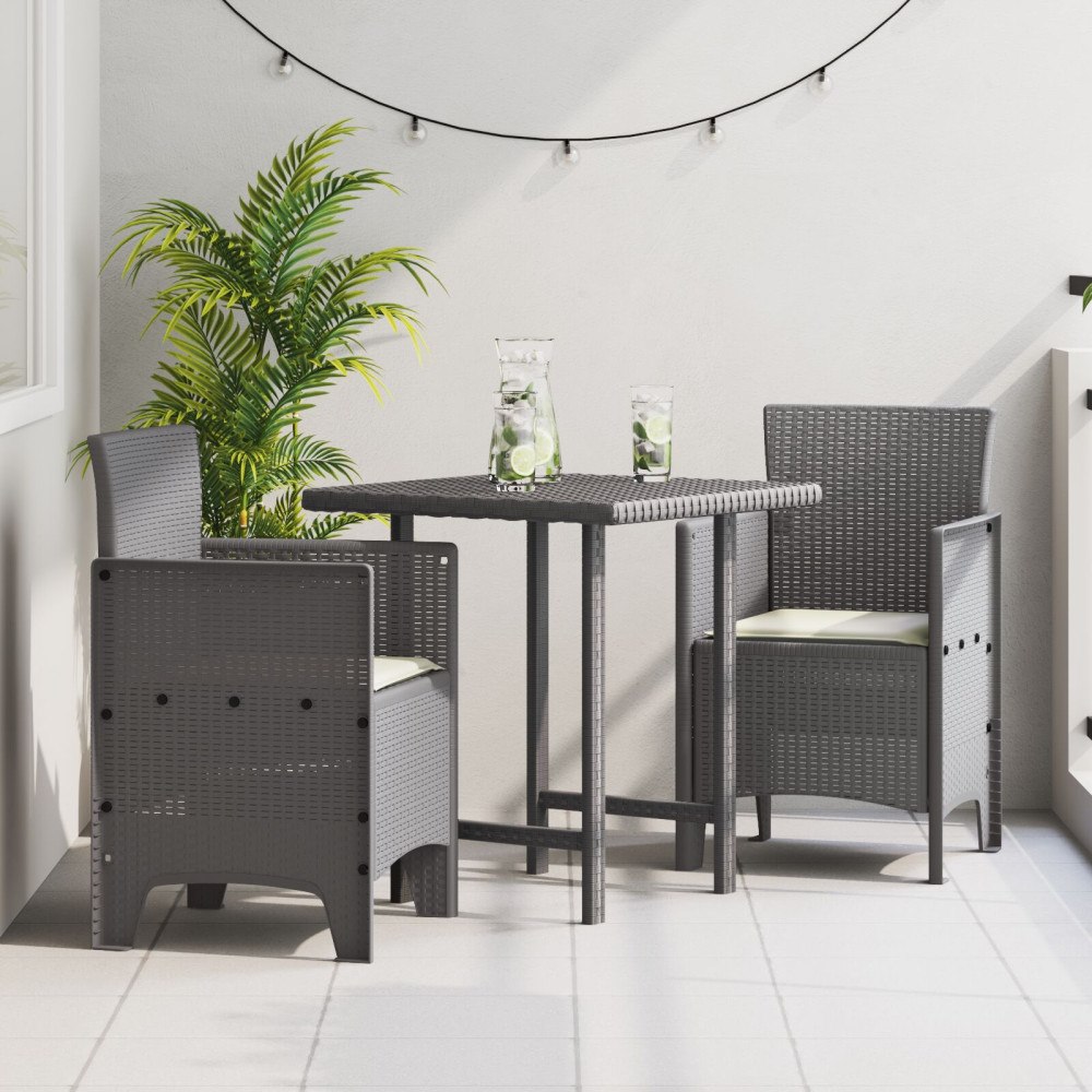 vidaXL Trädgård Stol 2 pcs Ljusgrå 53 x 49 x 85 cm PP