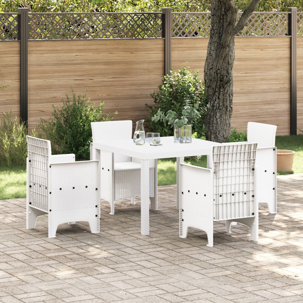 vidaXL Trädgårdsbord Vitt 100x100x73 cm Poly Rattan