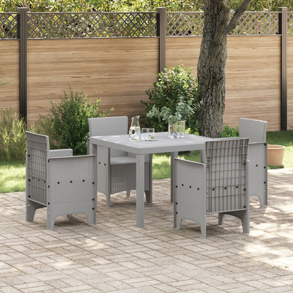vidaXL Trädgårdsbord Ljusgrå 100x100x73 cm Poly Rattan