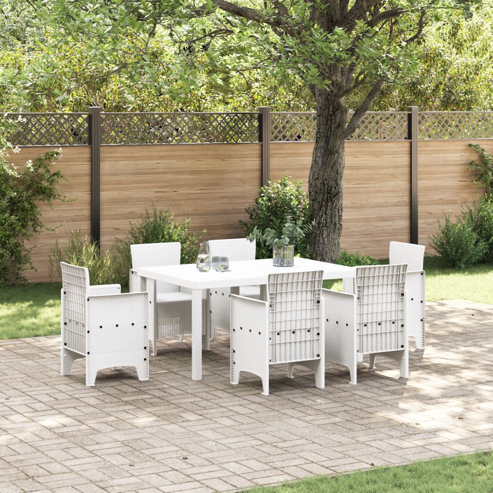 vidaXL Trädgårdsbord Vitt 150x100x73 cm Poly Rattan