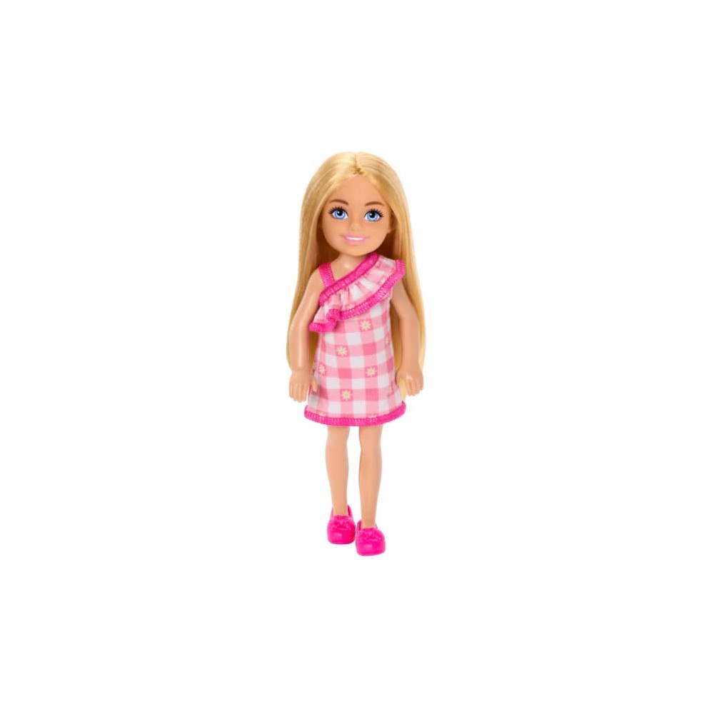 Barbie Barbie - Chelsea Doll, Small Doll - Checked Dress With Blonde Hair & Blue Eyes (HXM95)
