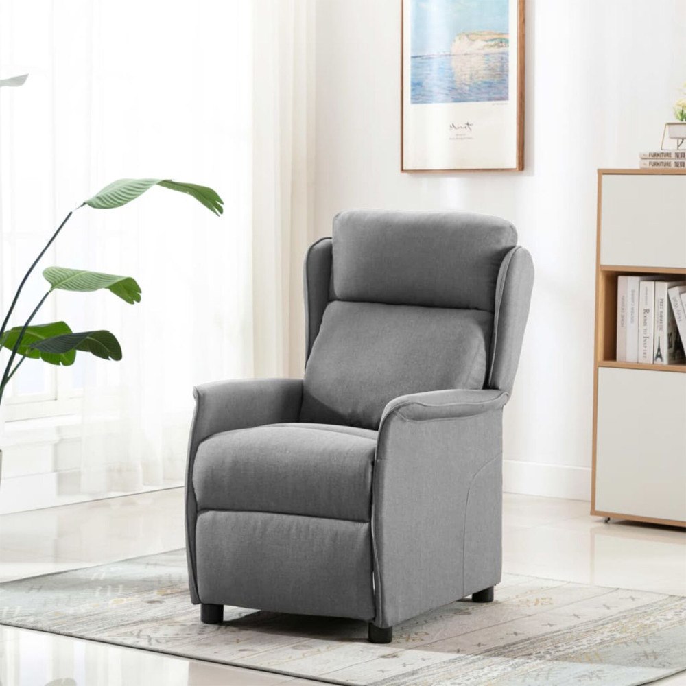 vidaXL Reclinerfåtölj Ljusgrå 66.5 x 94 x 101.5 cm Polyester
