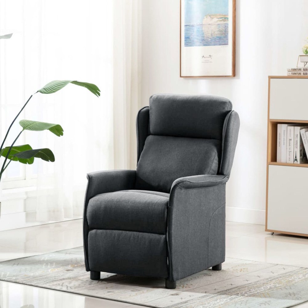 vidaXL Recliner Stol Mörkgrå Tyg