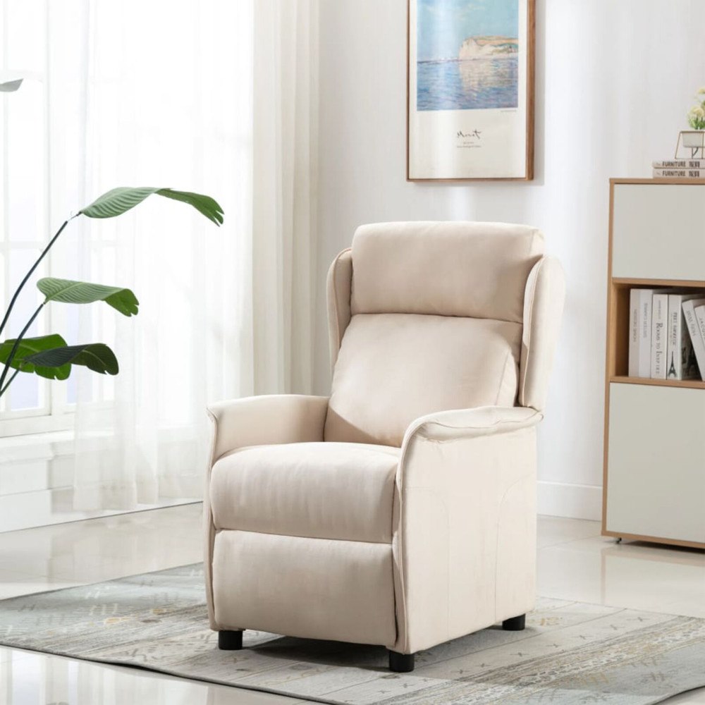 vidaXL Reclinerfåtölj Kräm 66.5 x 94 x 101.5 cm Polyester