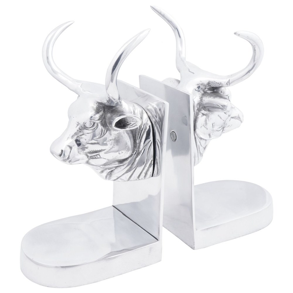 vidaXL Bokstöd 2 st Silver 17x15x27 cm Aluminium Tjur