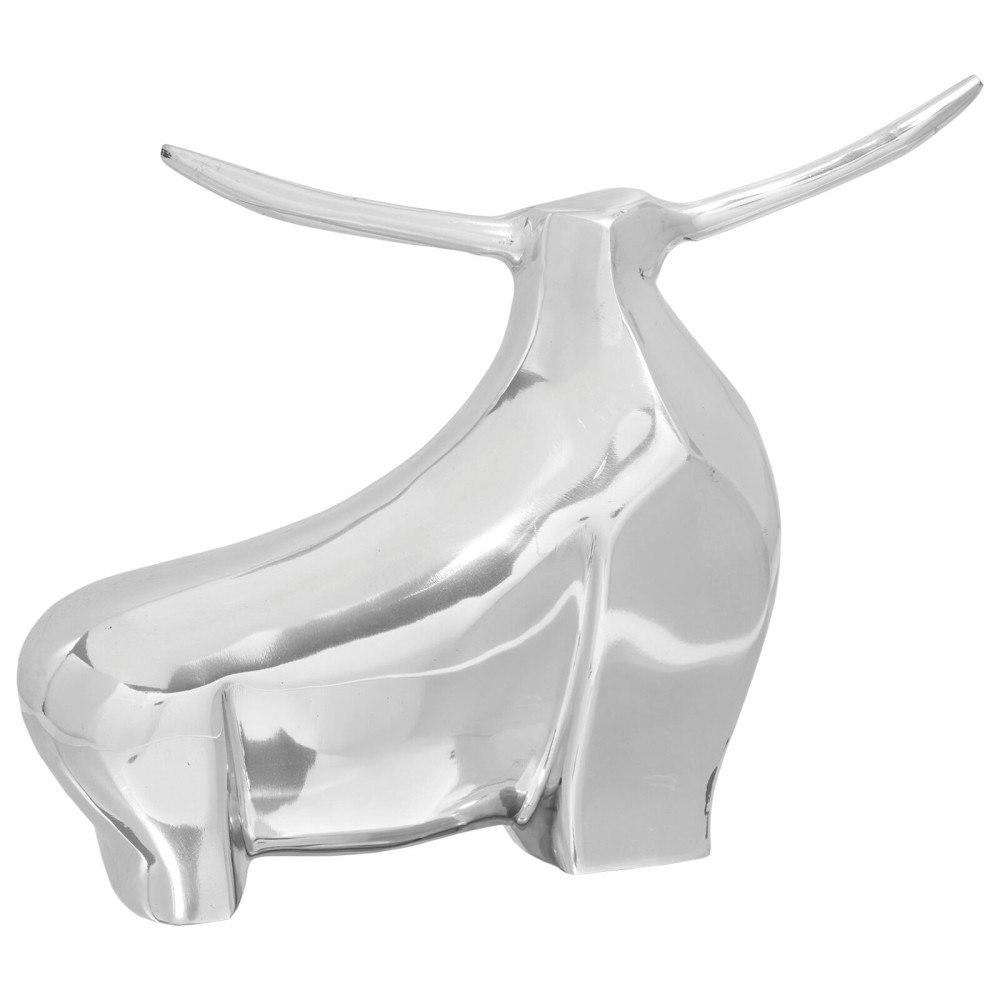 vidaXL Tjur Skulptur Silver 37x44x17 cm Aluminium