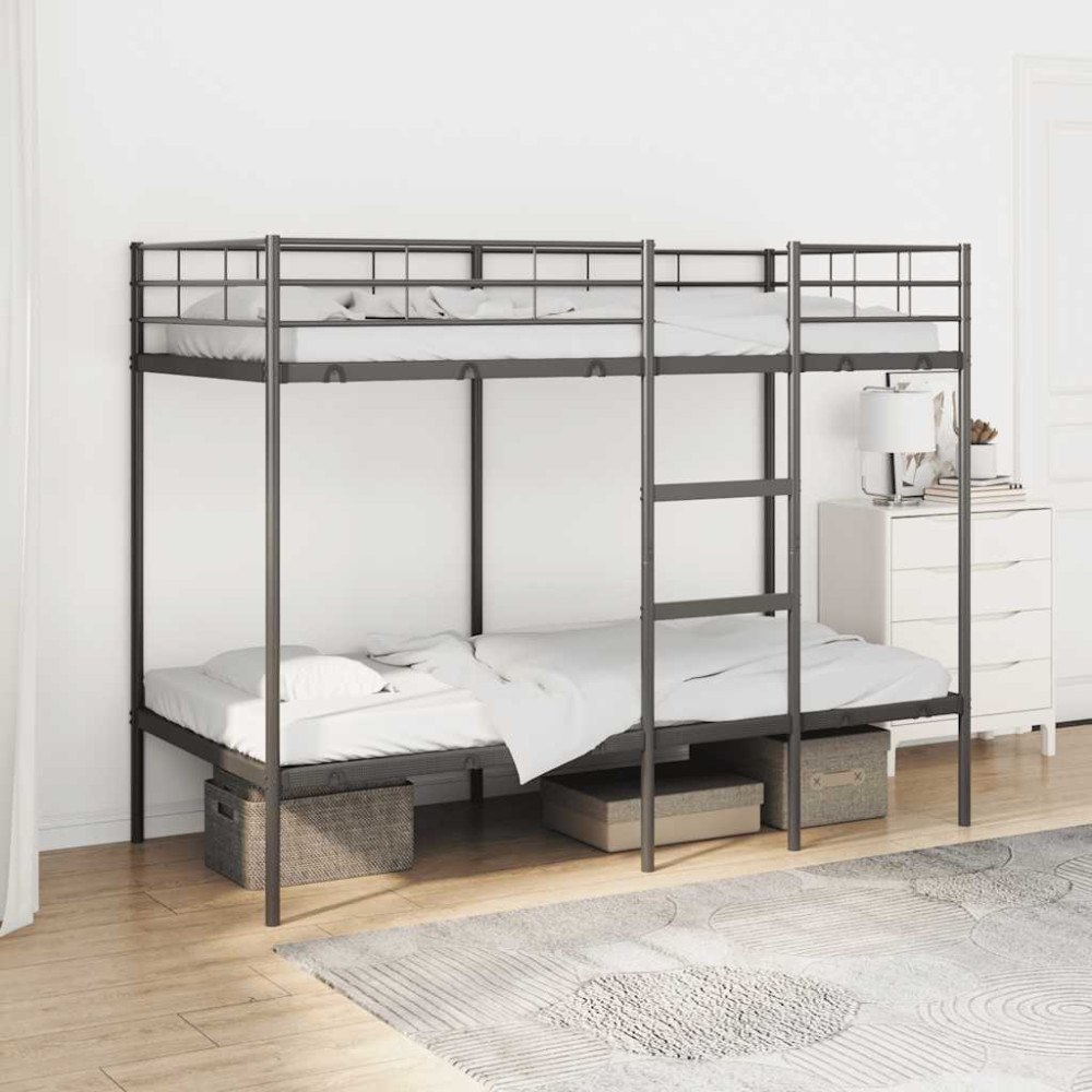 vidaXL Våningssäng utan madrass svart 90x200 cm stål