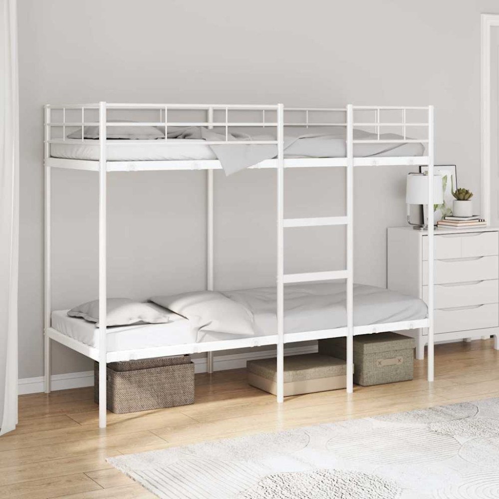 vidaXL Våningssäng utan madrass vit 75x190 cm stål