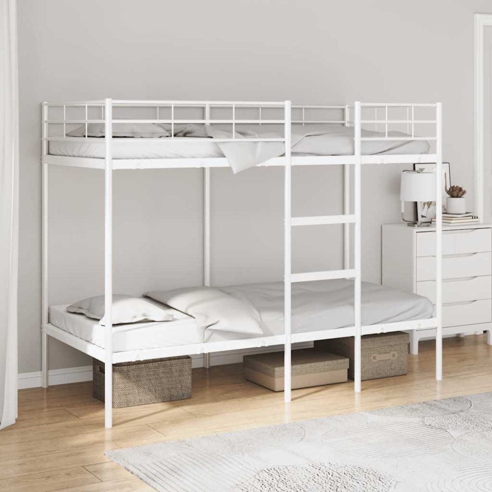 vidaXL Våningssäng utan madrass vit 100x190 cm stål