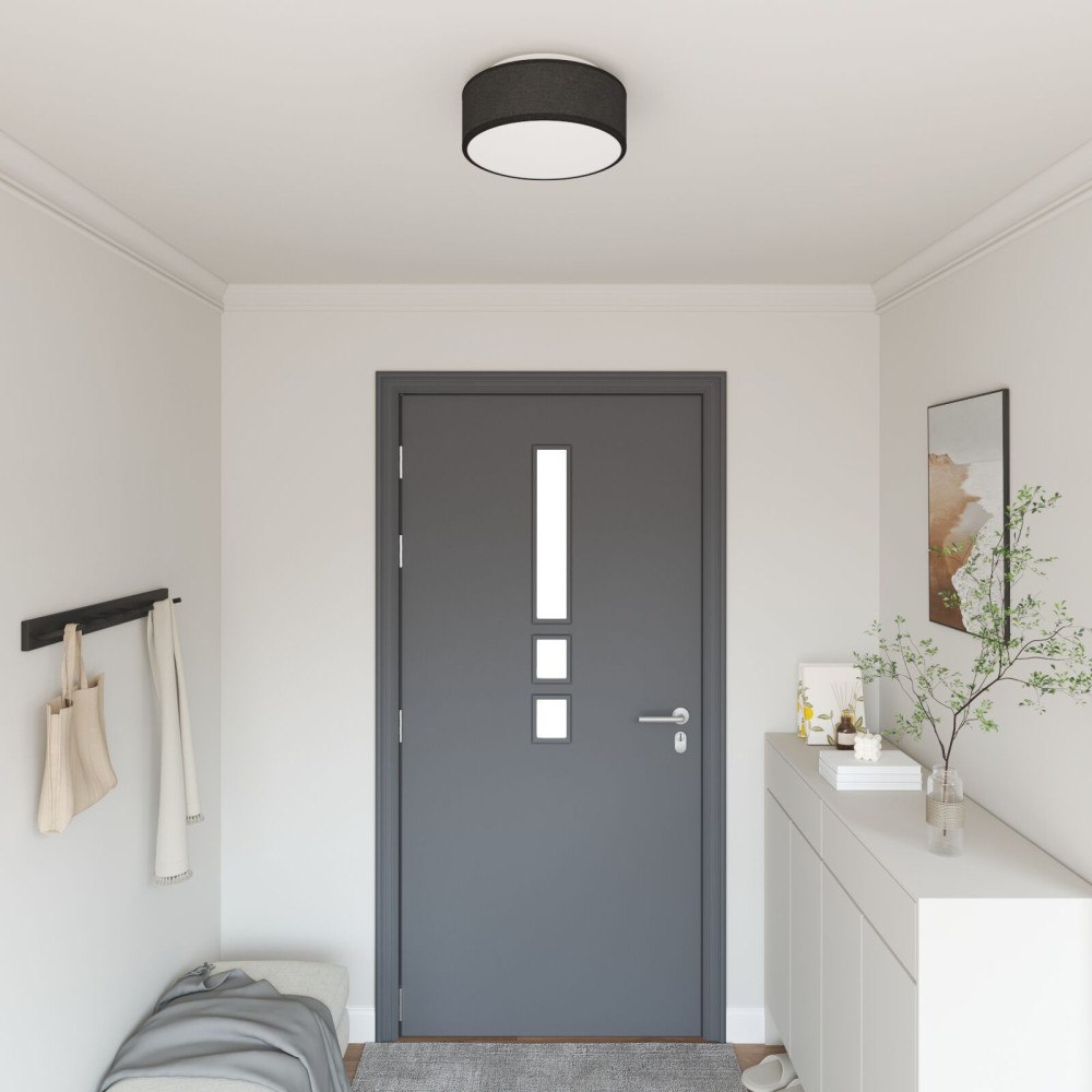 vidaXL Taklampa Svart Ø 30 cm Tyg E27